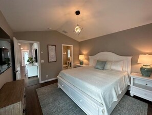 4 bedrooms, desk, iron/ironing board, travel cot