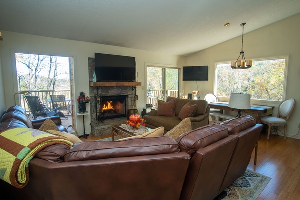 Large open windows bring the outside in giving a treehouse feel.