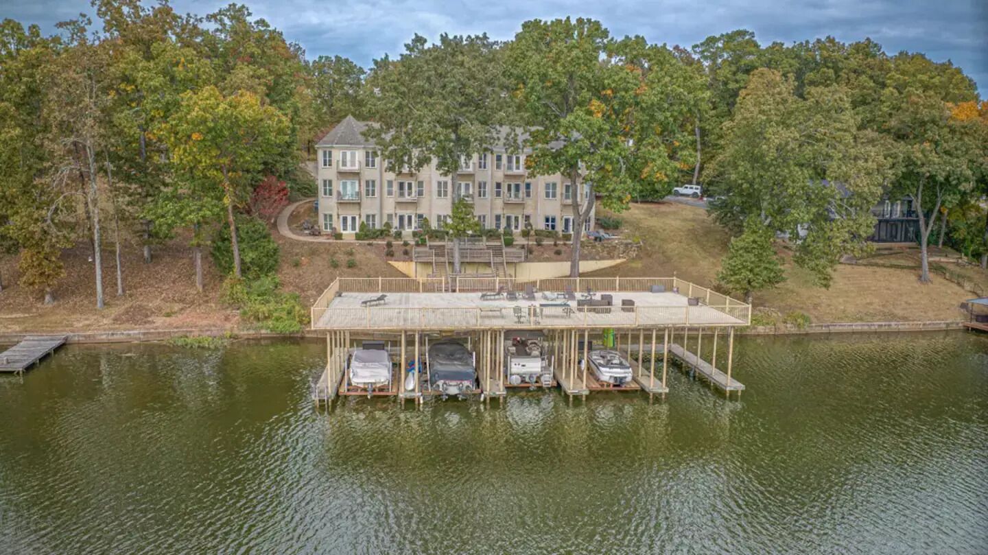 Three Level Waterfront Condo with Boat Slip near RTJ Golf Course. Two Kings.