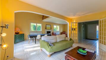 電視、壁爐、DVD 播放機