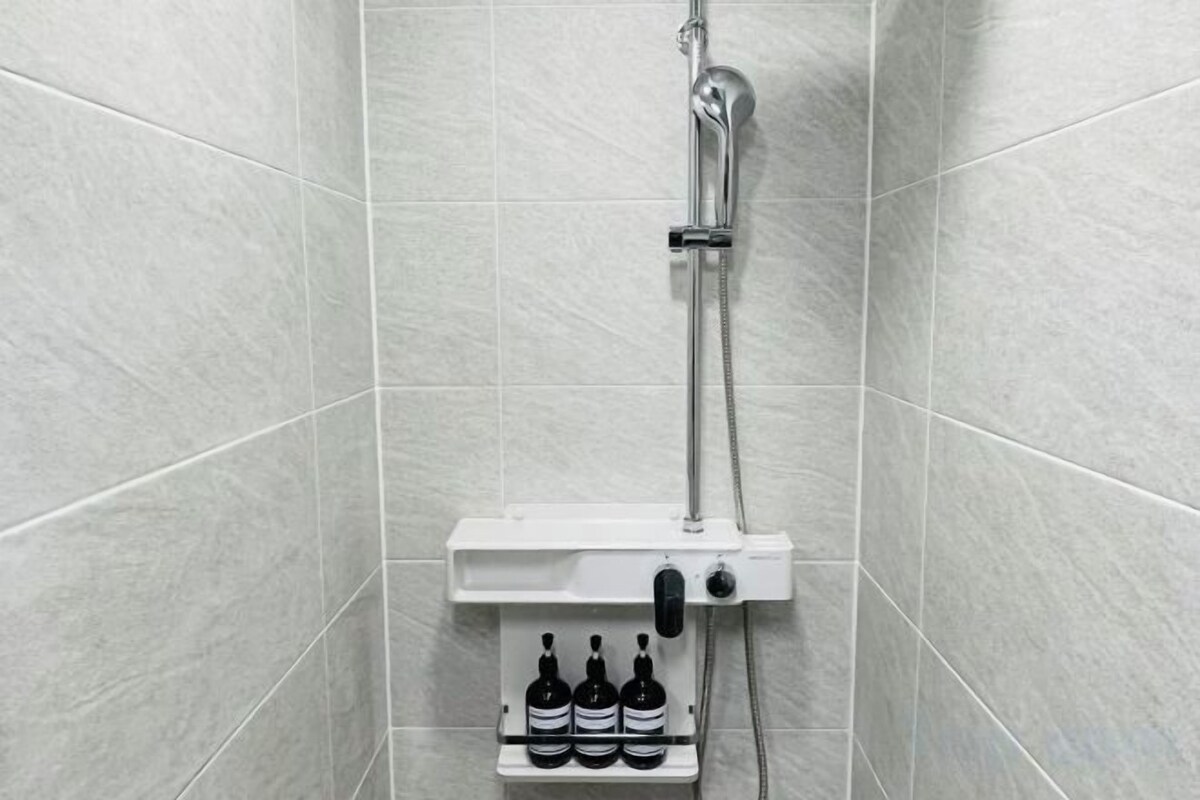 Bathroom | Shower, hair dryer, heated floors, towels