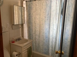 Secador de cabelo, toalhas de banho, sabonete, papel higiênico
