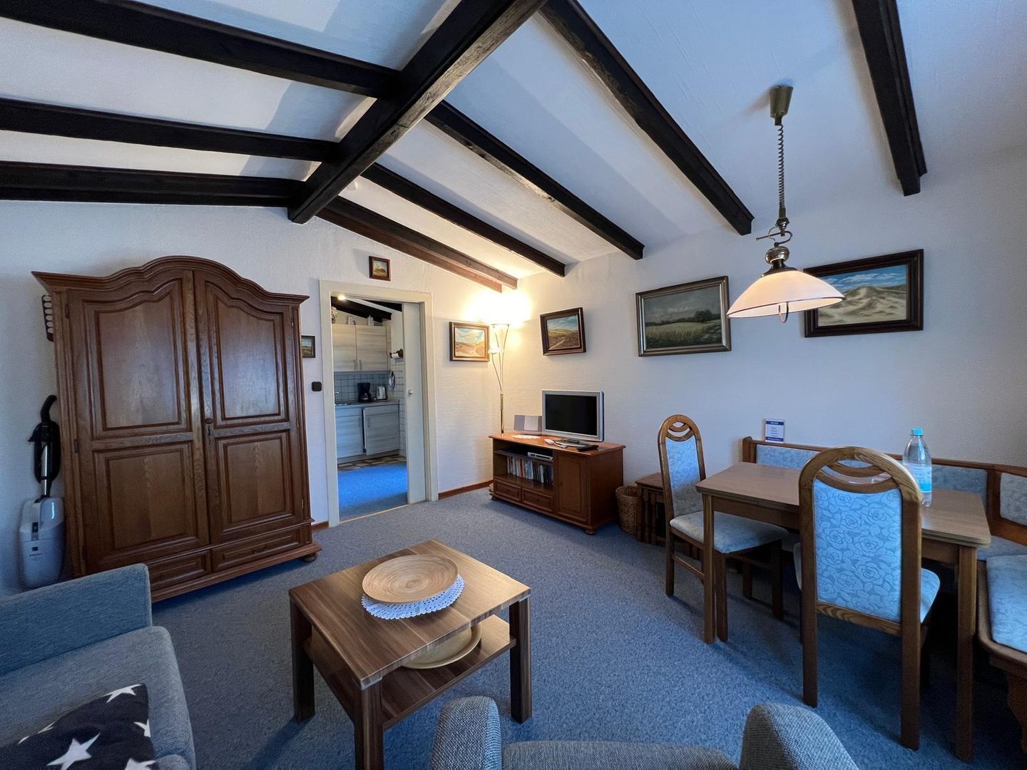 Télévision, table de tennis de table, chaîne hi-fi