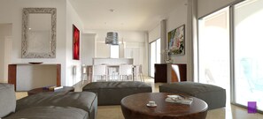 TV - 2-Bed Designer Apartment Sleeps 6 with Pool (Cupecoy)