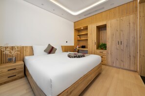 Apartament executiu, 1 llit de matrimoni | 1 dormitori, roba de llit d'alta qualitat i caixa forta a l'habitació