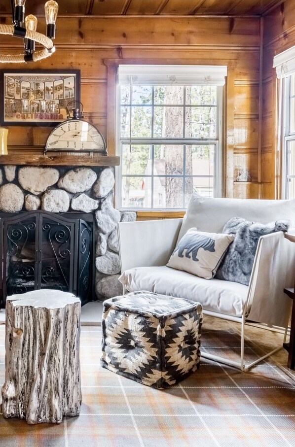 Fireplace - Walk to the Village From Camp Lakewood Cabin, Cabin 8 (Big Bear Lake)