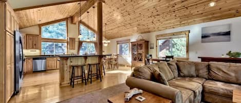 Smart TV, fireplace, video games, DVD player