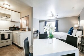 Desk, iron/ironing board, travel cot, free WiFi