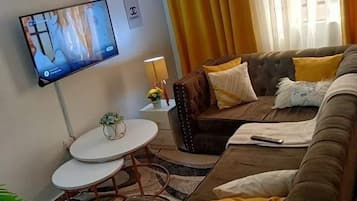 Studio – comfort | Oppholdsområde | En 24-tommers smart-TV med digitale kanaler