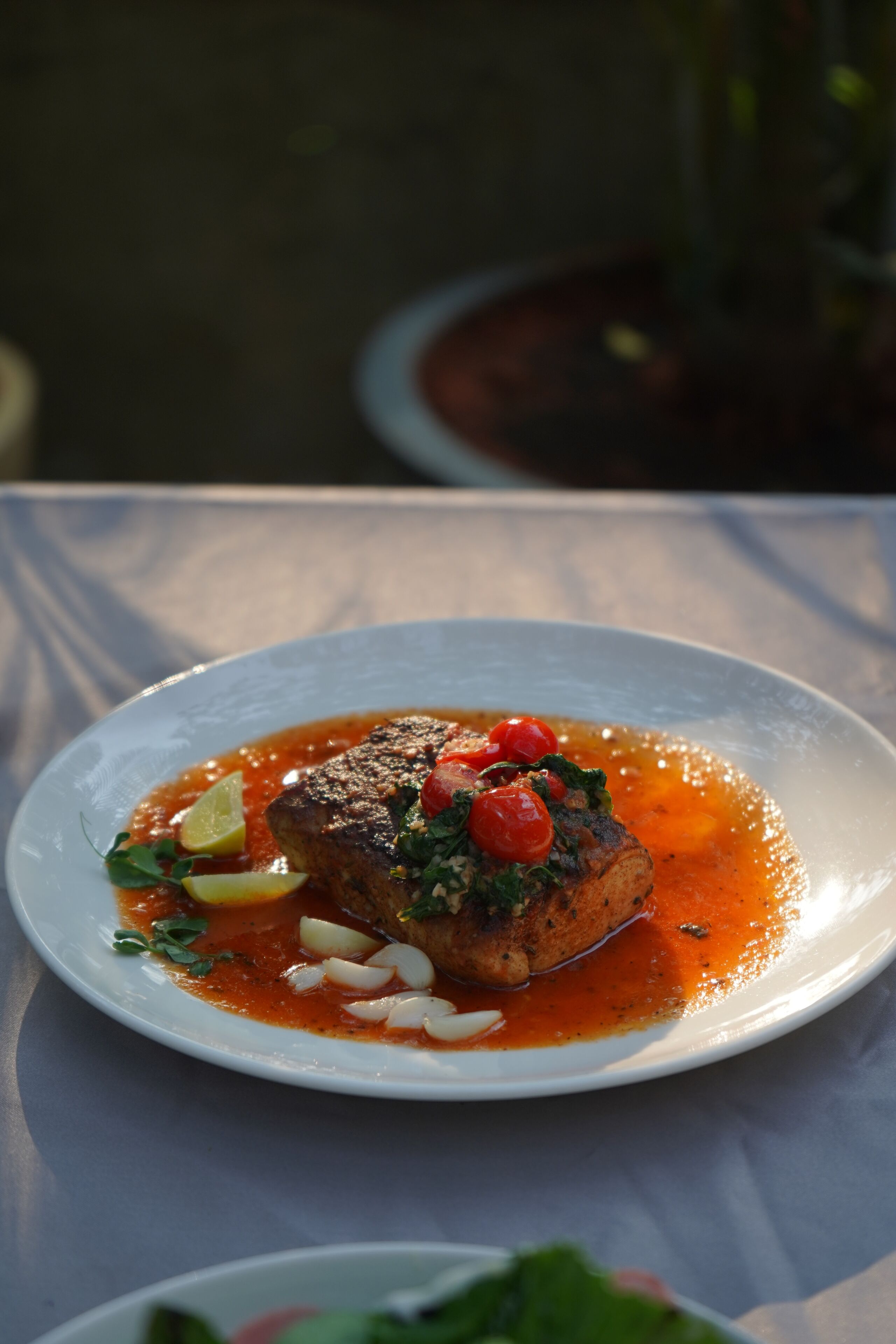 A plate of food on a table.