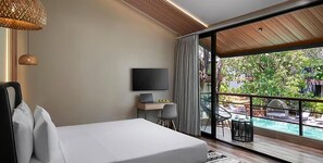 Rom – executive, 1 soverom, hageutsikt, executive-nivå | 1 soverom, sengetøy av topp kvalitet, dundyner og minibar (inkludert)