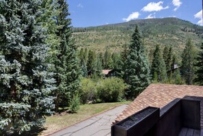 A mountainous landscape with evergreen trees and a small cabin. - Large East Vail Chalet - Hot Tub & Close to Bus (Vail)