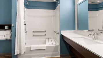 Hydromassage showerhead, hair dryer, soap, shampoo