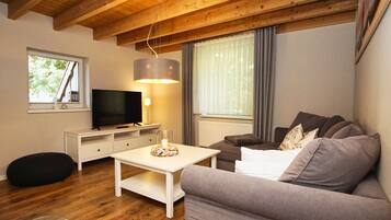 Fernseher, Kamin, Stereoanlage