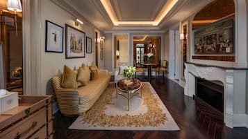 Premier Studio Suite, Bathtub, Mountain View | Living area | 50-inch LCD TV with cable channels