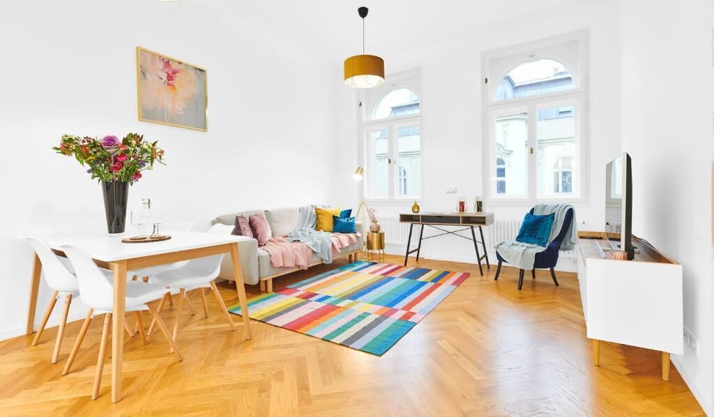 公寓, 2 间卧室, 阳台 | 办公桌、遮光窗帘、隔音、熨斗/熨衣板