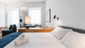 Desk, iron/ironing board, internet, bed sheets