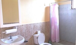 Dusj, håndklær, såpe og sjampo