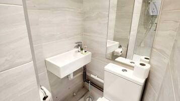 Habitación básica | Baño | Ducha y toallas