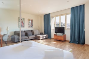 2 bedrooms, in-room safe, soundproofing, iron/ironing board