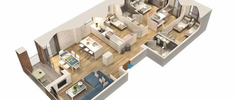 Apartamento design, vista para o porto, de frente para o oceano | Planta do andar