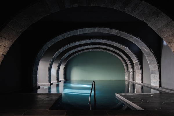 Indoor pool, open 9:00 AM to 9:00 PM, sun loungers