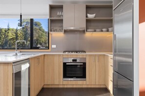 Fridge, oven, stovetop, dishwasher