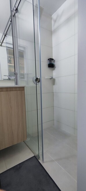 Departamento | Baño | Regadera, regadera tipo lluvia, secadora de cabello, toallas 