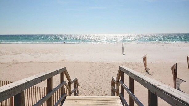 A beach with a wooden walkway leading to the water. - 🌊Private Pool-FREE Beach Service-Near Beach in Windancer--3BR Aloha Cottage🌺 (Miramar Beach)