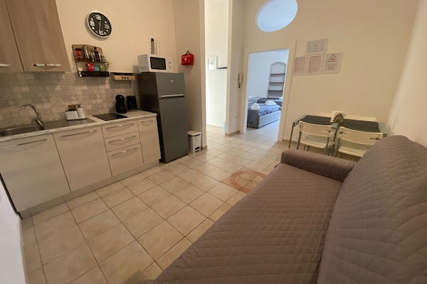 Apartamento Confort | Cocina privada | Frigorífico grande, microondas, placa de cocina y utensilios de cocina