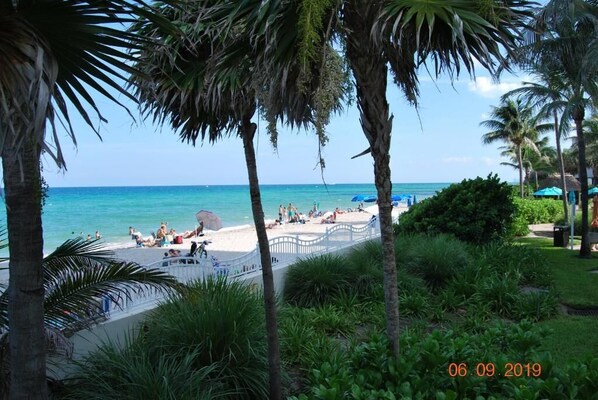 Plage, chaises longues, serviettes de plage