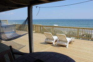 Terrace/patio - Hot TUB & Pet Friendly, Ocean Front, Covered Decks! (Emerald Isle)