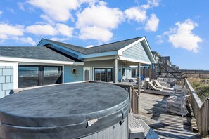 Terrace/patio - Pet Friendly, Hot Tub, One Level & OCEAN FRONT! (Emerald Isle)