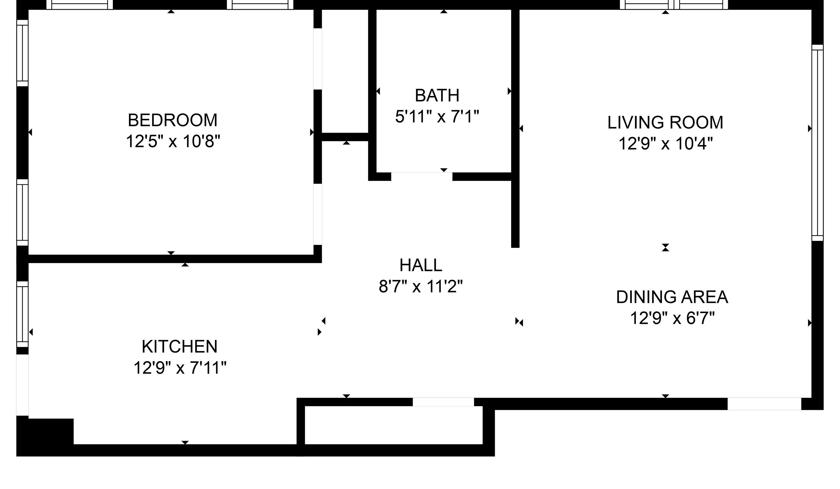 Pianta degli interni con camera da letto (3,8 x 3,2 metri), soggiorno (3,9 x 3,1 metri), cucina (3,9 x 2,4 metri), zona pranzo (3,9 x 2 metri), disimpegno (2,6 x 3,4 metri) e bagno (1,8 x 2,2 metri).