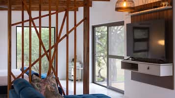 Smart TV, fireplace, video games, books