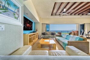 Een smart-tv, een dvd-speler en boeken