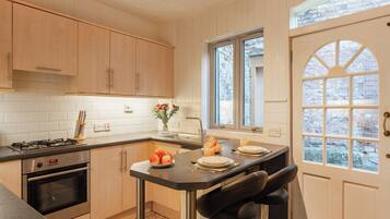 Dishwasher, high chair, cookware/dishes/utensils