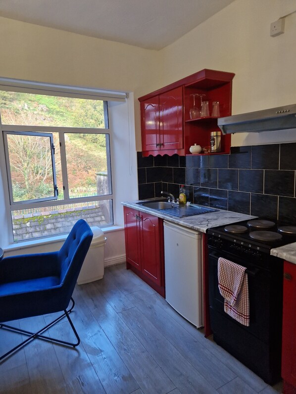 Studio | Cuisine privée | Réfrigérateur, four à micro-ondes, un four, surface de cuisson