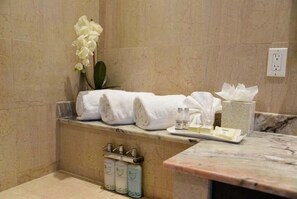 SĂšche-cheveux, serviettes fournies, savon, papier toilette