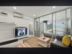 Appartement, 1 chambre, accessible aux personnes à mobilité réduite, balcon | Salle de séjour