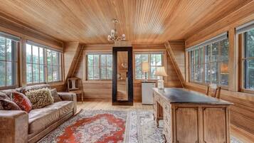 TV, fireplace, offices