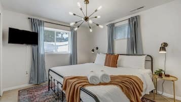 2 bedrooms, iron/ironing board, travel crib, WiFi