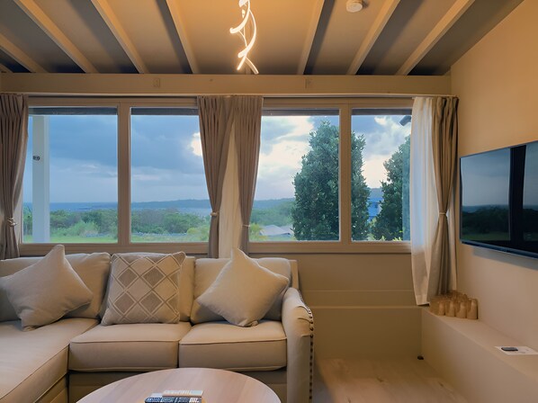 45-吋智慧型電視、衛星頻道、平板電腦、智慧音箱