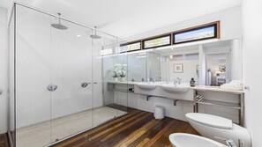 Hair dryer, towels, toilet paper