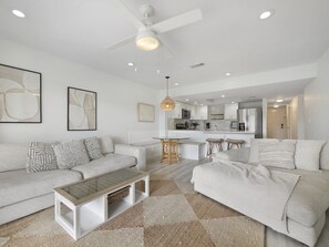 TV - Ocean Villas 129  - 3 bed, 2 bath Remodeled Pet Friendly and Heated Pool (St. Augustine Beach)