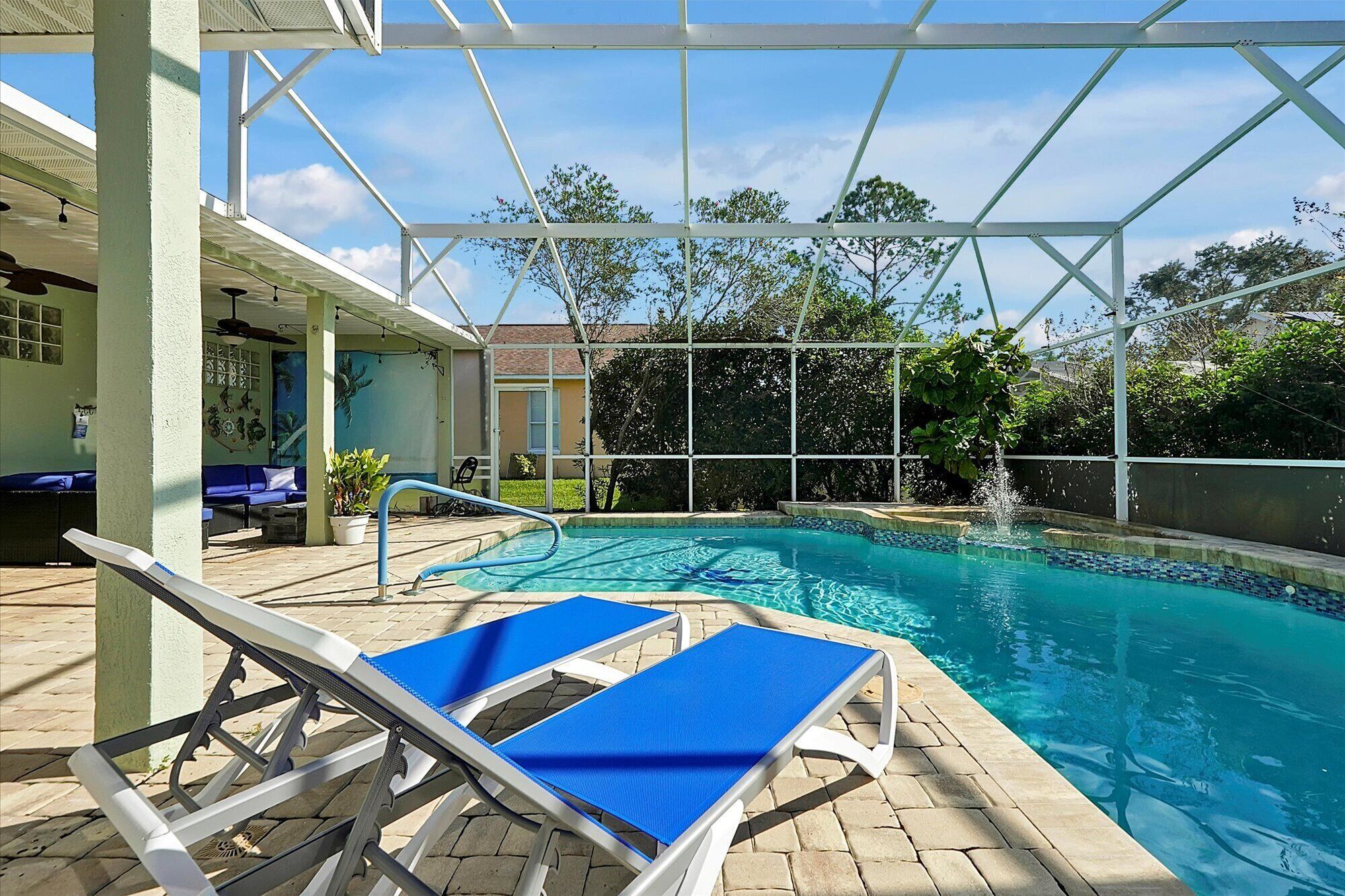 Heated saltwater pool and spa