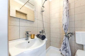 スタジオ | バスルーム | シャワー、タオル、トイレットペーパー