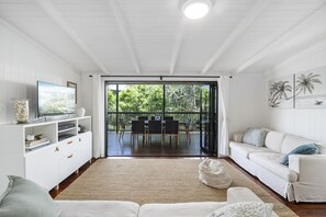 Smart TV, DVD player, books, video library