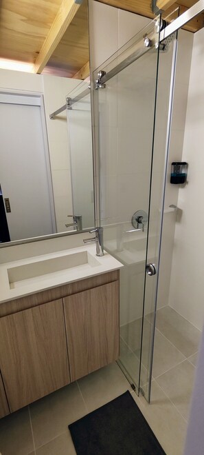 Apartment | Badezimmer | Dusche, Regendusche, Haartrockner, Handtücher