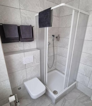 Basic Triple Room | Bathroom | Shower, towels, shampoo, toilet paper